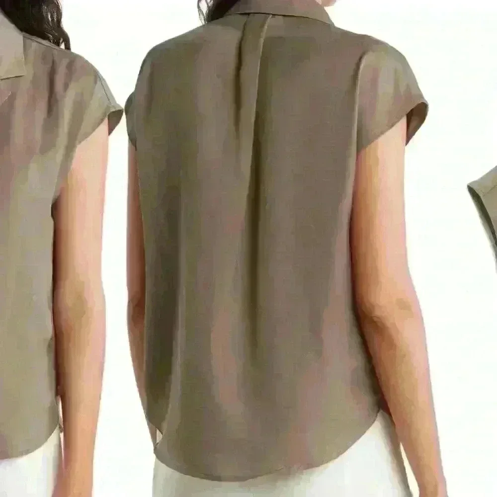 T Tahari airflow button up camp shirt - worn once - Picture 3 of 4